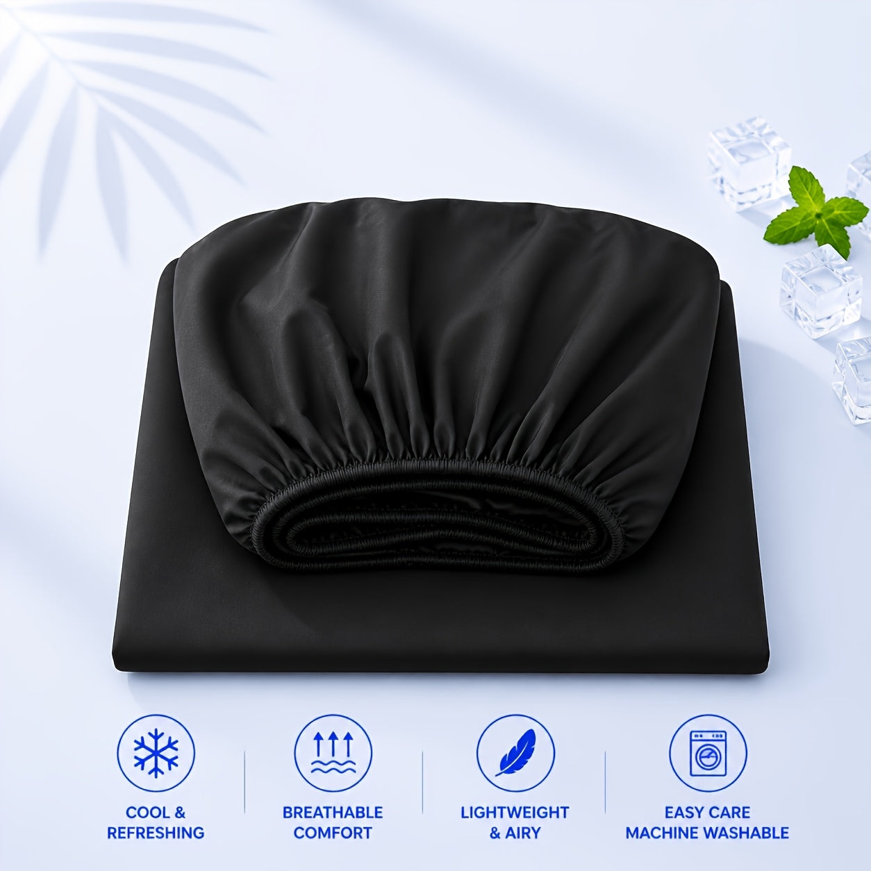 Sábana bajera ajustada fresca de verano - Suave con la piel y transpirable, que absorbe la humedad, protector de colchón acolchado antideslizante con elástico de 360°, resistente a las arrugas, a la decoloración y al encogimiento, lavable a máquina (funda
