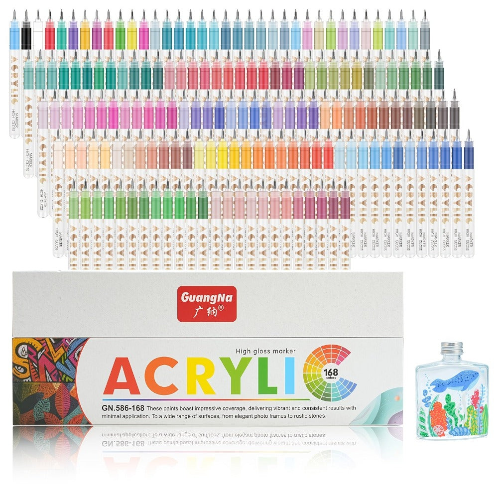 Juego de bolígrafos de gel GUANGNA, punta de 1 mm, marcadores artísticos de nueva generación, 168 piezas/juego, alta capacidad, caja de regalo con diseño elegante, bolígrafos de punta media de 1.0 mm con patrones coloridos para escritura a mano y diarios
