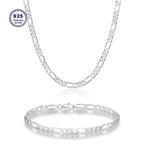 Elegante y versátil set de collar y pulsera Fegaro de plata 925, apto tanto para hombres como para mujeres, con baja alergenicidad. Perfecto para uso casual, hip-hop, punk, deportes, fiestas y regalos navideños. Viene en una exquisita caja de regalo.