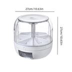 1pc Caja de almacenamiento de granos giratoria, Contenedor giratorio de gran capacidad para almacenar arroz y granos, Contenedor para almacenar granos enteros, Dispensación de un toque para granos pequeños