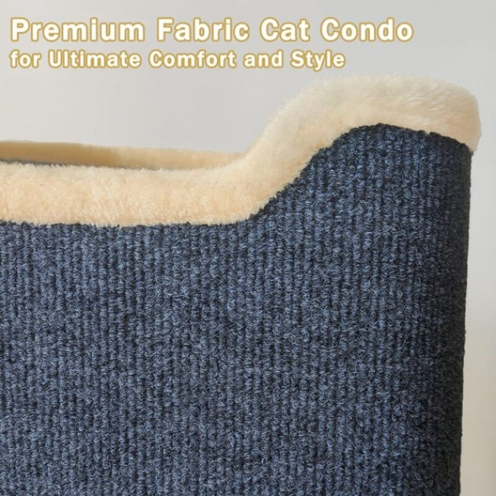 Nido Felino de Dos Niveles, Cueva Interior para Gatos, Túnel para Gatos con Alfombra Rascadora y Cubo Escondido, Adorable Condominio Contemporáneo para Gatos, Muebles Adecuados para Varios Gatitos, Diseño Expandible
