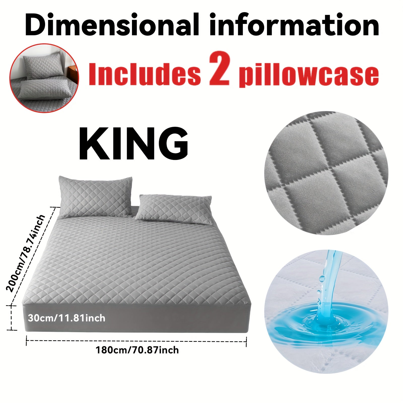 Este es un set de 3 piezas que incluye una funda protectora de colchón ultrasuave e impermeable y una media funda de almohada (el relleno de la almohada no está incluido). Cuenta con un diseño grueso y cálido en un color sólido, lo que lo convierte en una