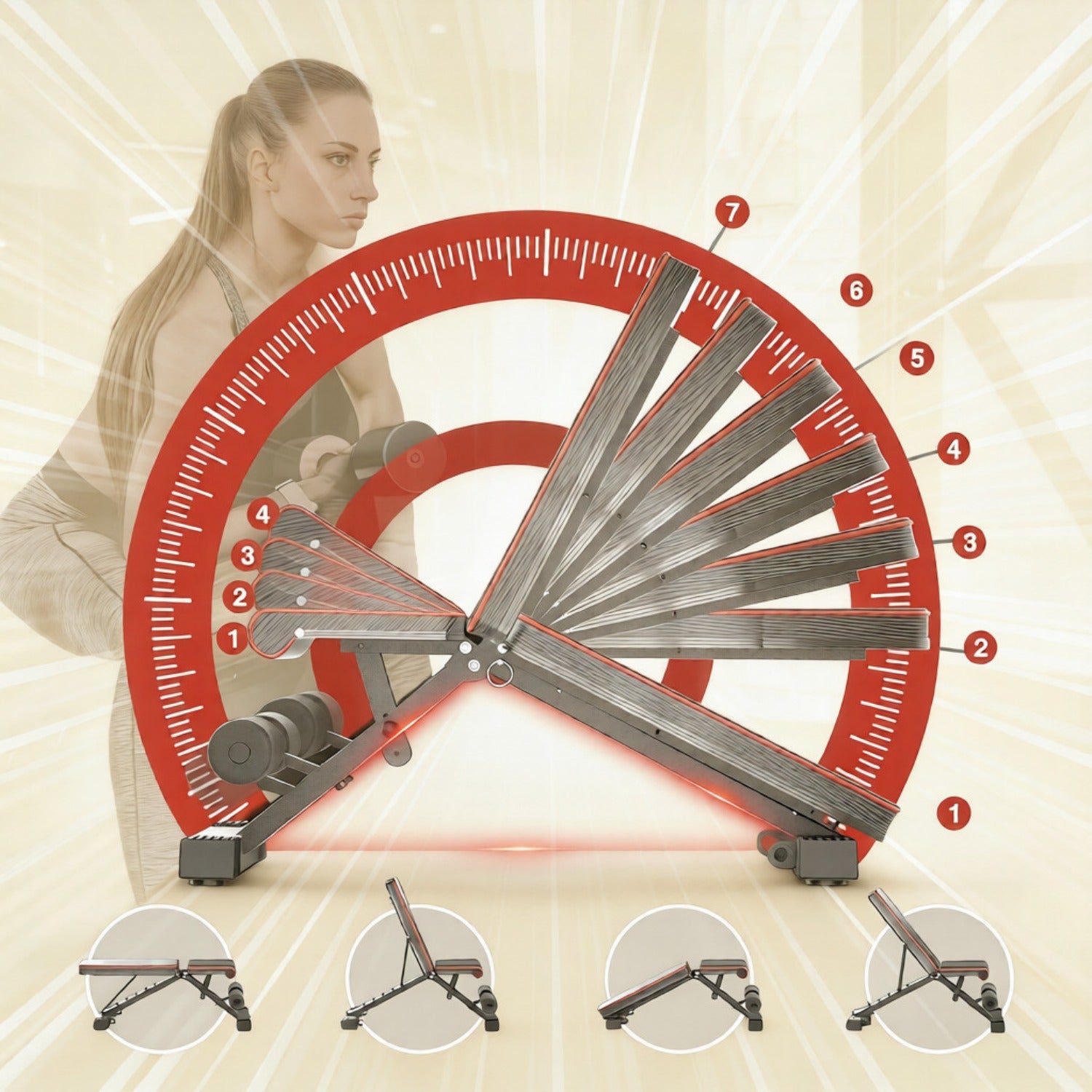 Banco de pesas ajustable para gimnasio en casa - Banco de entrenamiento con pesas plegable con posiciones inclinada, declinada y plana, plegado rápido y ajustes veloces, apto para entrenamiento de fuerza de cuerpo completo, banco compacto para entrenamien