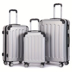 Juego de maletas familiares de tres piezas 20+24+28 pulgadas, equipaje de cabina de 20 pulgadas con ruedas universales, caja de almacenamiento para viajes de negocios, cartera ABS resistente y gran capacidad (ML-XL-set)