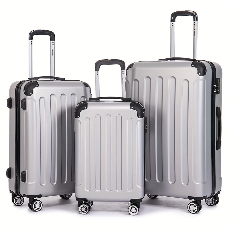 Juego de maletas familiares de tres piezas 20+24+28 pulgadas, equipaje de cabina de 20 pulgadas con ruedas universales, caja de almacenamiento para viajes de negocios, cartera ABS resistente y gran capacidad (ML-XL-set)