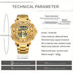 Reloj deportivo de lujo para hombre JOEFOX con doble pantalla - Esfera grande, luz nocturna LED, resistente al agua 3ATM, cronógrafo y alarma, reloj de pulsera estilo campo para hombre
