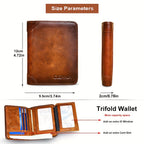 Cartera de Cuero Genuino para Hombre con Juego de Tarjetas de Bendición, Bloqueo RFID, Ultra Delgada, Piel de Vaca de Primera Calidad, Porta Tarjetas de Identificación y Crédito Multifuncional Compacto, Regalo para Navidad, Día de San Valentín y Día del P