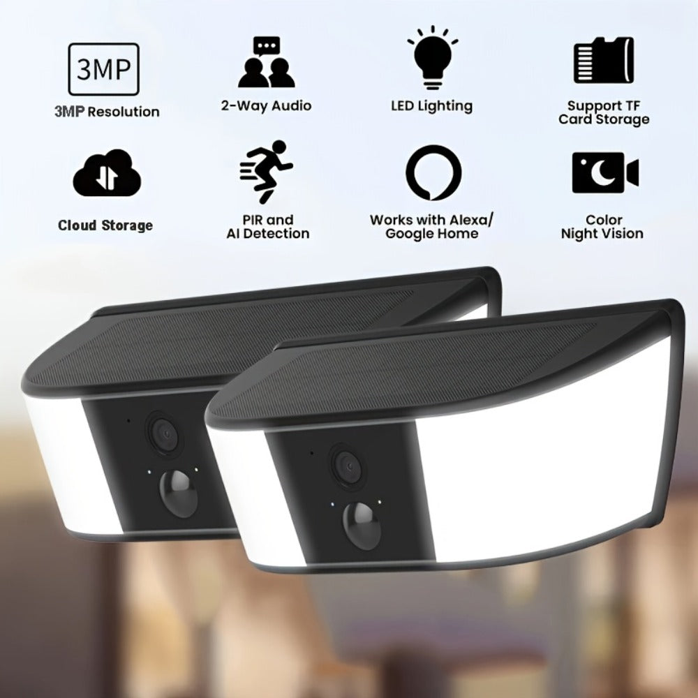 ANRAN Cámara de Luz Solar de Pared, una Cámara de Seguridad Solar para Exteriores que se Convierte en una Luz de Pared, Cuenta con Conectividad Inalámbrica 2.4G para la Seguridad del Hogar, Detección de Movimiento con IA, Iluminación Activada por Movimien