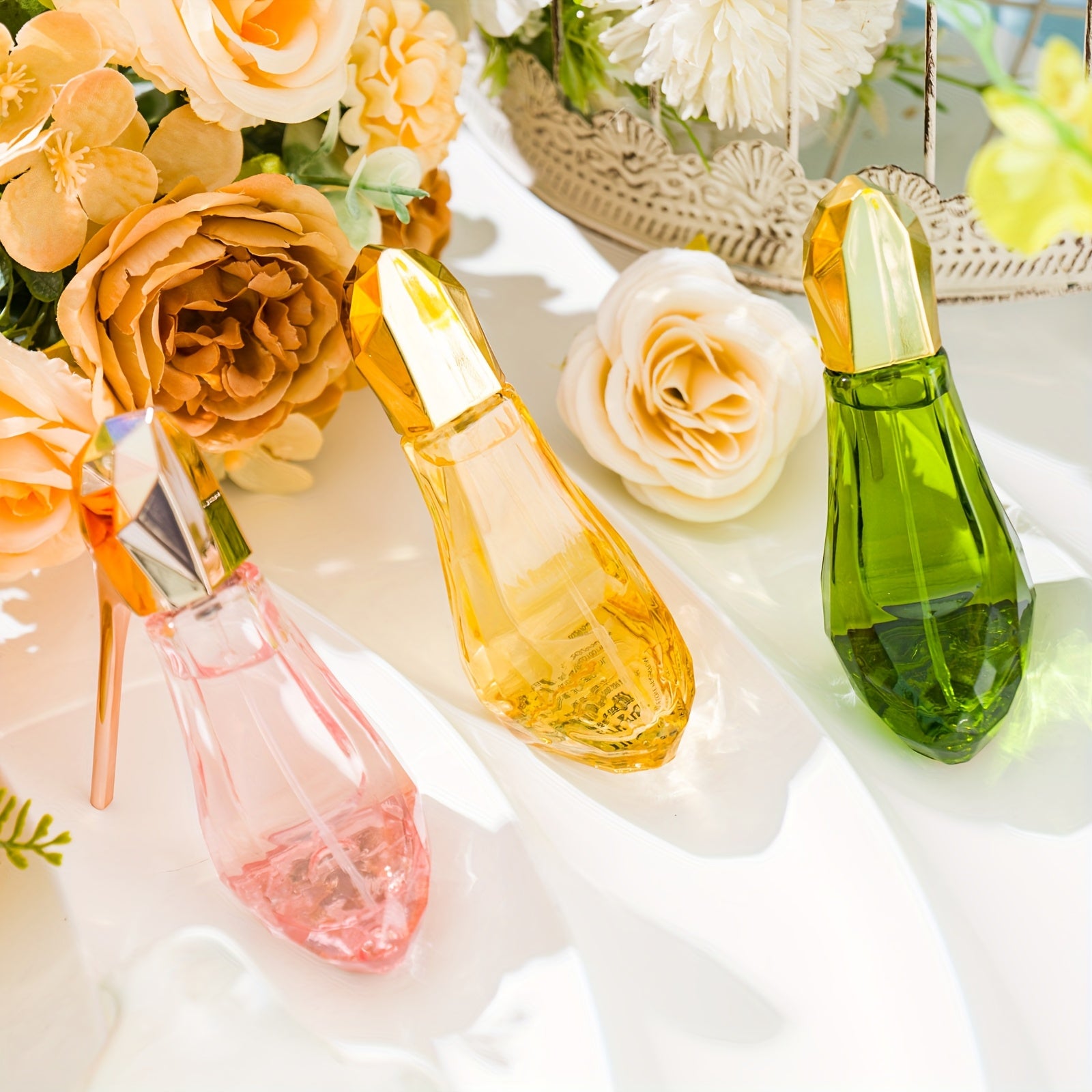 Set de Regalo de Perfumes para Mujer: 3 Eau de Toilette de Tacón Alto, Rosa, Amarillo y Verde, con Fragancia Floral y Frutal, Romance Irresistible, Fragancia Duradera, Ideal para Elegancia Diaria y Momentos Especiales, 30ML X 3