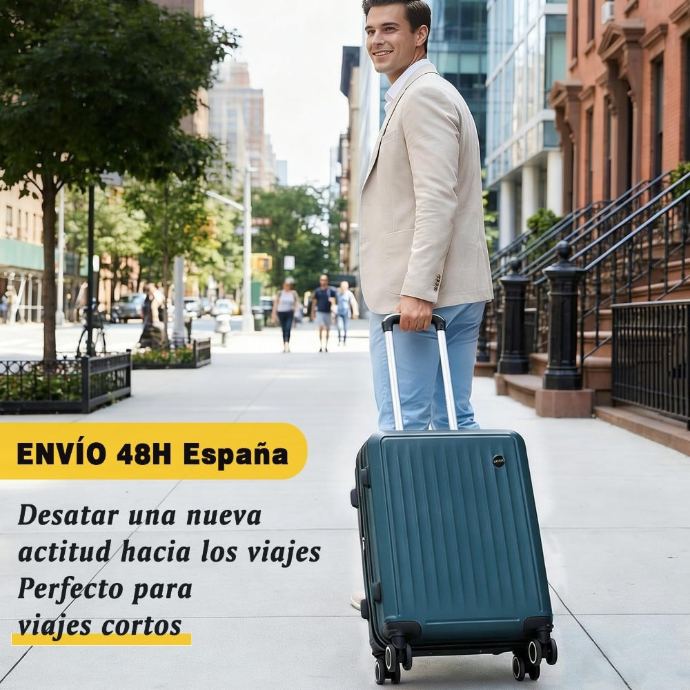 Maleta De Cabina Exclusiva Para Vuelos Europeos, Ideal Para Vacaciones De Verano Y Viajes A La Playa. Dimensiones Precisas De 55×40×20 Cm, Diseño Rígido Resistente Con 4 Ruedas Giratorias 360°, Tirador Telescópico Suave Y Cerradura De Seguridad. Ligera Y