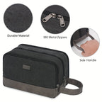 Neceser de Viaje de Lona con Asa Lateral para Hombre y Mujer, Organizador de Artículos de Aseo de Viaje, Bolsa de Afeitado con Bolsillo Separado para Artículos Secos y Húmedos para Viajes