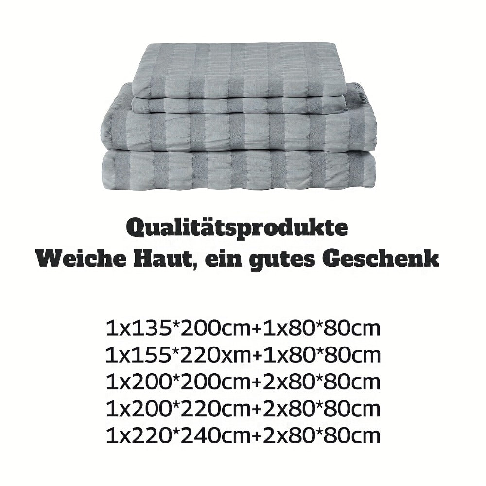 1 funda nórdica de gasa con burbujas y rayas en relieve, ropa de cama sencilla con cierre de cremallera, lavable a máquina, ideal para habitaciones de hotel, dormitorios, etc. Incluye funda de almohada de 80 * 80 cm