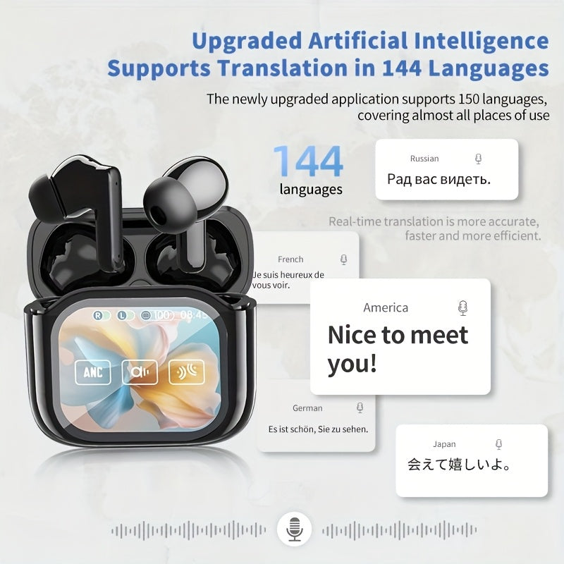 Auriculares Bluetooth | Auriculares traductores AI con traducción permanente gratuita en 144 idiomas, traducción en tiempo real, sonido HD