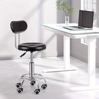 Taburete de bar giratorio con respaldo y altura ajustable, silla de metal rodante hidráulica de alta resistencia de 181.44 kg para cocina, salón, oficina, masajes y clínica
