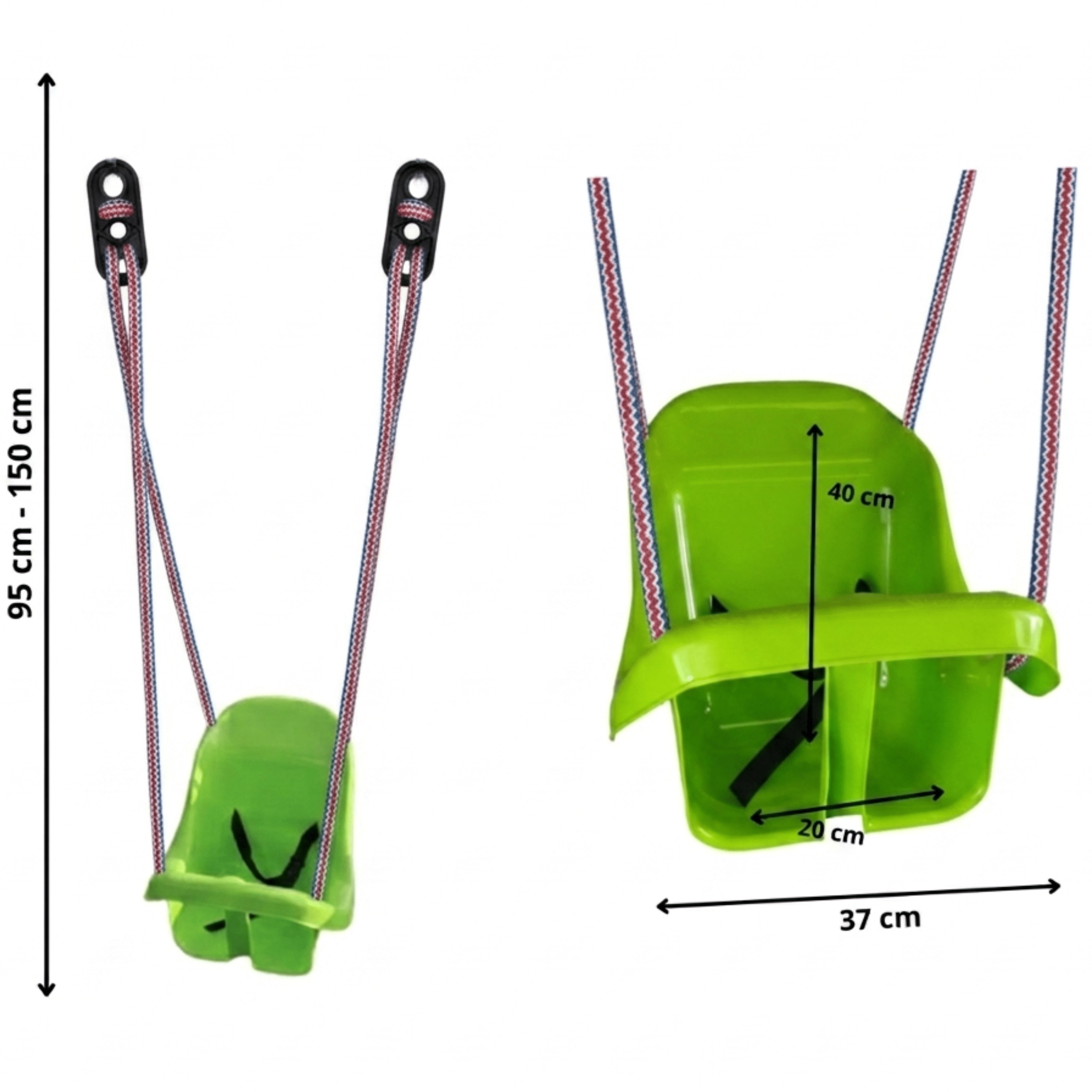 Colgacama tipo cubo para niños con cinturón de seguridad y cuerdas ajustables, asiento con respaldo alto y protección lateral, polipropileno duradero resistente a las condiciones climáticas y radiación UV, colgacama fácil de limpiar para el jardín, terraz