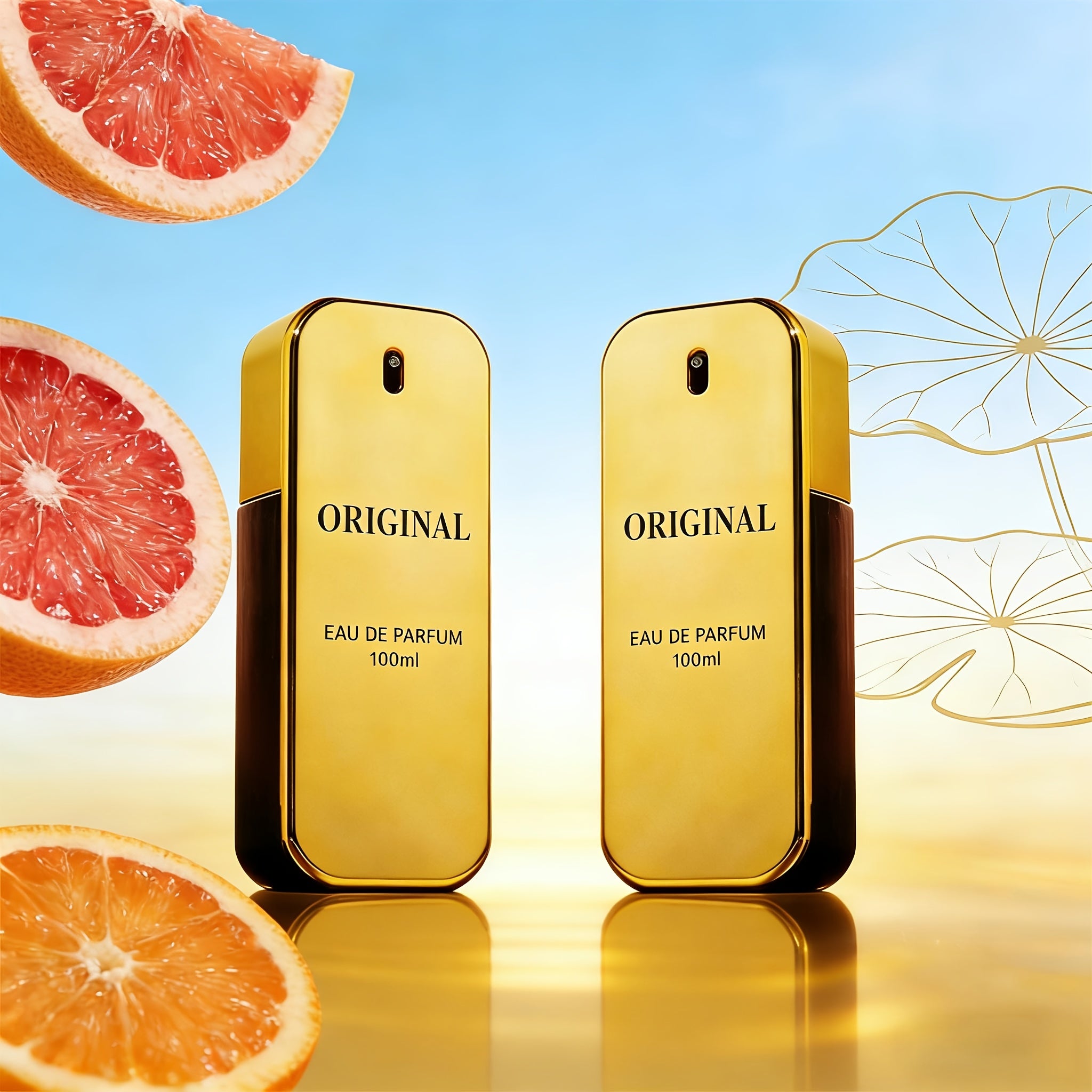 2 piezas Niche Eau De Parfum MORAKOT ORIGINAL para hombre con forma de ladrillo dorado (2×100ml/2×3.38 Fl Oz) | Empaque texturizado dorado | Pomelo, naranja sanguina + Canela de rosa + Cuero, madera blanca, rico e intenso | Larga duración | Regalo perfect