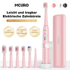 Cepillo de dientes sónico eléctrico para adultos con modos inteligentes y recargable por USB, tecnología de ondas de sonido apta para dientes y encías sensibles, cerdas suaves, 6 cabezales de cepillo, estuche de viaje y soporte de pared, apto para viajes,