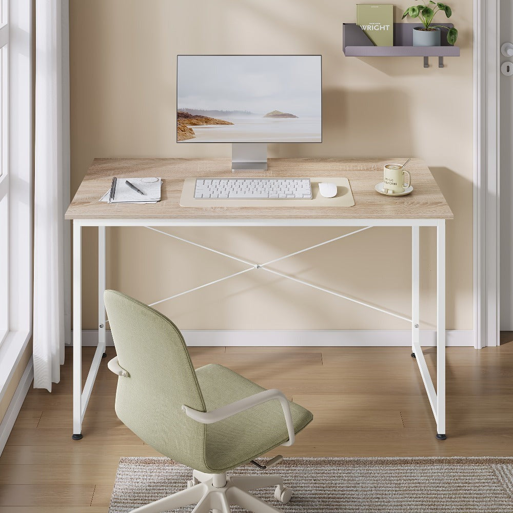 Mesa de escritorio ergonómica universal de 1 pieza para oficina, escritorio para portátil, escritorio para computadora con un soporte de metal resistente, adecuada para oficinas en casa y empresas