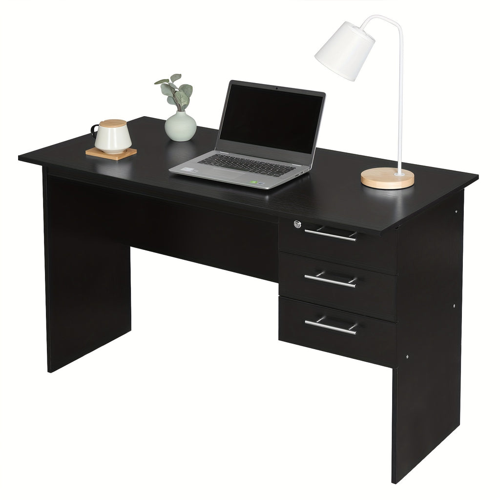 1pc Escritorio de Oficina 120x60cm, Mesa para Computadora con 3 Cajones, Banco de Trabajo Ergonómico, Adecuado para Oficinas, Dormitorios y Estudios