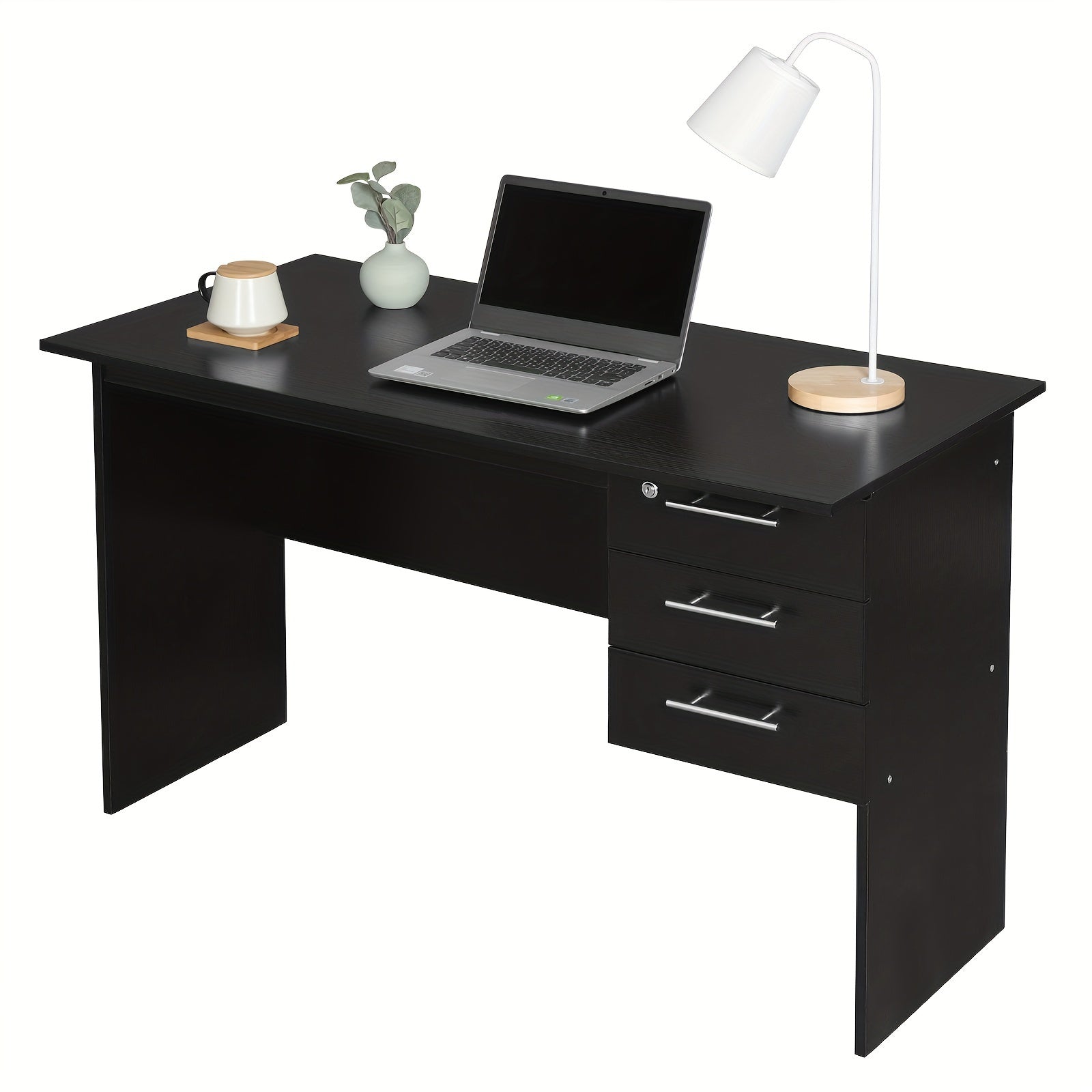 1pc Escritorio de Oficina 120x60cm, Mesa para Computadora con 3 Cajones, Banco de Trabajo Ergonómico, Adecuado para Oficinas, Dormitorios y Estudios