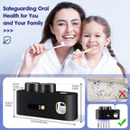 Portacepillos de dientes inteligente de pared automático y dispensador de pasta de dientes con UVC, una operación, panel de visualización, apto para baño, sistema de secado higiénico, ahorra espacio para baños pequeños, exprimidor automático de pasta de d