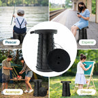 Silla y taburete plegables portátiles de alta resistencia - Diseño compacto y ligero, taburete plegable multifuncional ajustable de altura para camping, pesca, senderismo - Equipo de exterior duradero, regalo perfecto para pescadores, silla de camping con