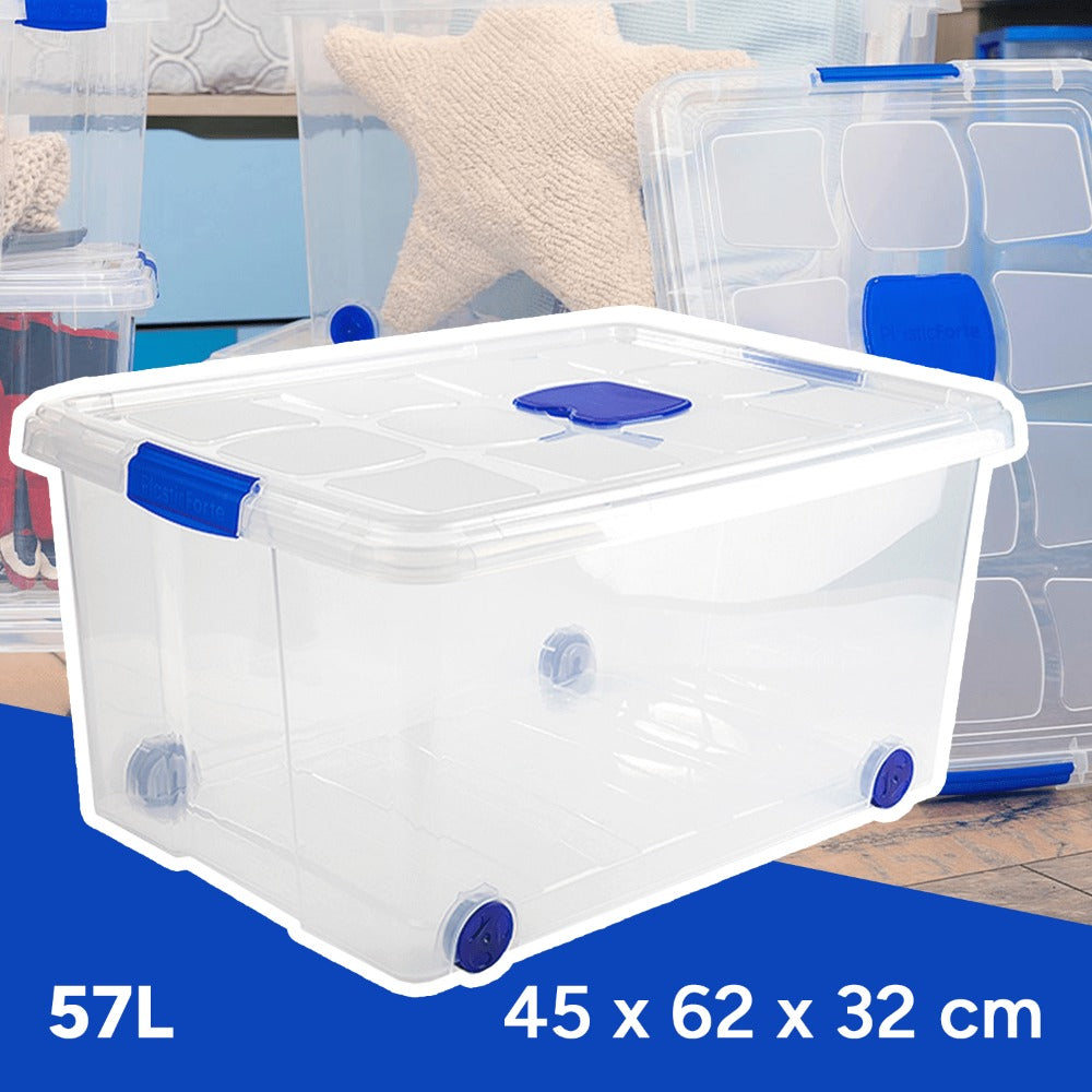 Caja Almacenamiento plástico para Guardar y Ordenar Juguetes, Libros, Documentos, Ropa, Mantas. Cierre Hermético, Gran Capacidad y Resistencia - Dekohome