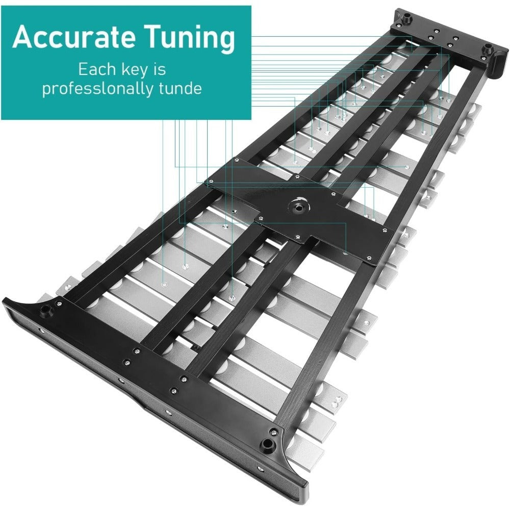 Xilófono de Glockenspiel de 32 notas con soporte ajustable, kit de instrumento de percusión profesional de aluminio con baquetas y estuche de transporte, ideal para principiantes, presentaciones de bandas