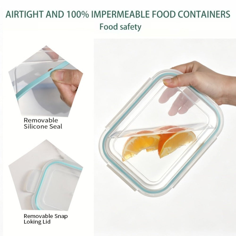 Paquete de 8 recipientes de vidrio para almacenar alimentos con tapas herméticas, recipientes de vidrio para preparar comidas, para almuerzo de oficina, aptos para microondas, horno, congelador y lavavajillas