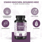 NATURALKRAFT® Vitamina D3 + K2 Premium, 20,000 UI + 200 mcg, Depot (180 Cápsulas, Dosis Alta y Vegana) – Calidad de Marca Alemana