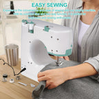 Mini Máquina de Coser con Pedal para Adultos, Máquina de Coser Multifuncional para el Hogar, 12 Puntos, Portátil, Eléctrica, para Principiantes y Aficionados al Costurero, Enchufe EU