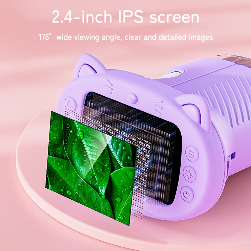Microscopio Portátil de Bolsillo 1000X para Niños, Pantalla de 6.1 cm, Recargable, Mini Microscopio Digital Educativo, Regalo para Niños y Estudiantes de 3 a 12 Años