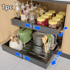 Gabinetes de Cocina Deslizantes con Cajones Extraíbles, 1 Paquete de Estantes Deslizantes de Almacenamiento, Estantes Reforzados de Acero al Carbono para Despensa de Alimentos, Cestas Deslizantes para Fregadero Sin Perforación, Estantes de Gabinete de Fác