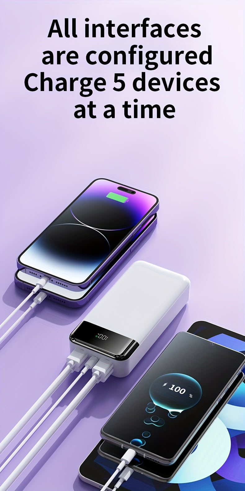 Power bank para carga durante viajes y uso diario | 50000 mAh