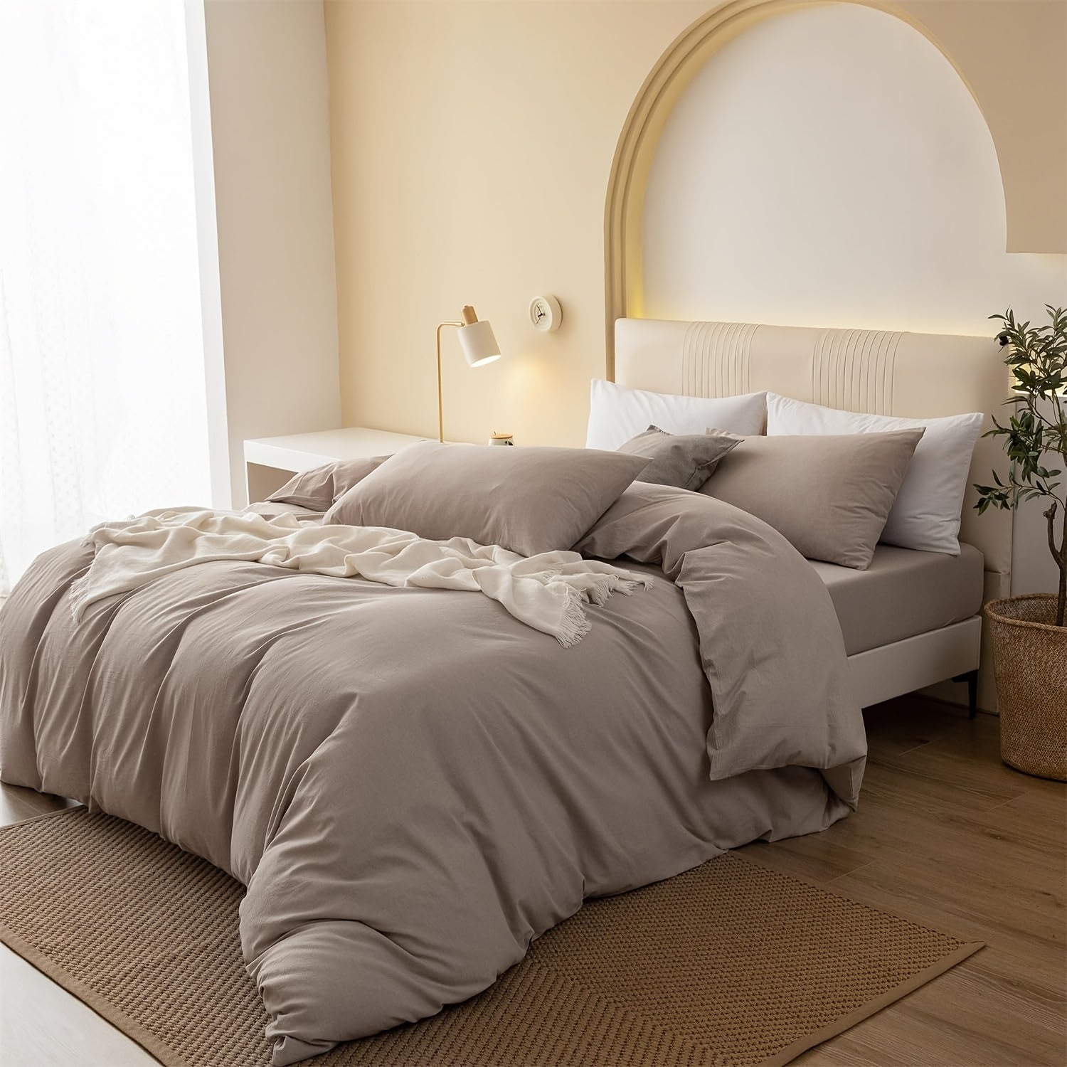 Juego de cama de color liso suave y cómodo para cama individual, sábana de algodón de 135X200Cm y funda de almohada de 80X80Cm con cremallera