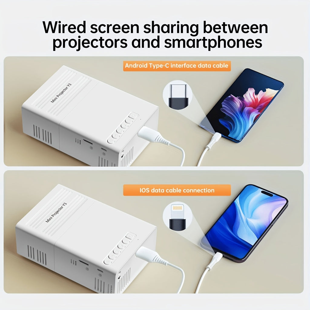 Proyector | Mini proyector portátil, proyector LCD con altavoces integrados y control remoto, compatible con iOS, Android, Windows, proyector de