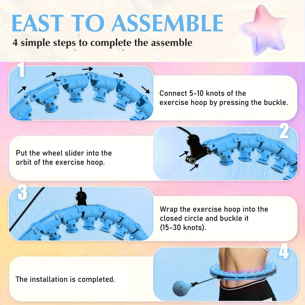 Cinta de fitness inteligente ajustable con bola hueca desmontable, cintas pesadas para pérdida de peso, talla grande 46 pulgadas/117 cm, incluye 24 enlaces desmontables y entrenador de cintura para mujeres. Nudo desmontable para ejercicios en casa, dispon