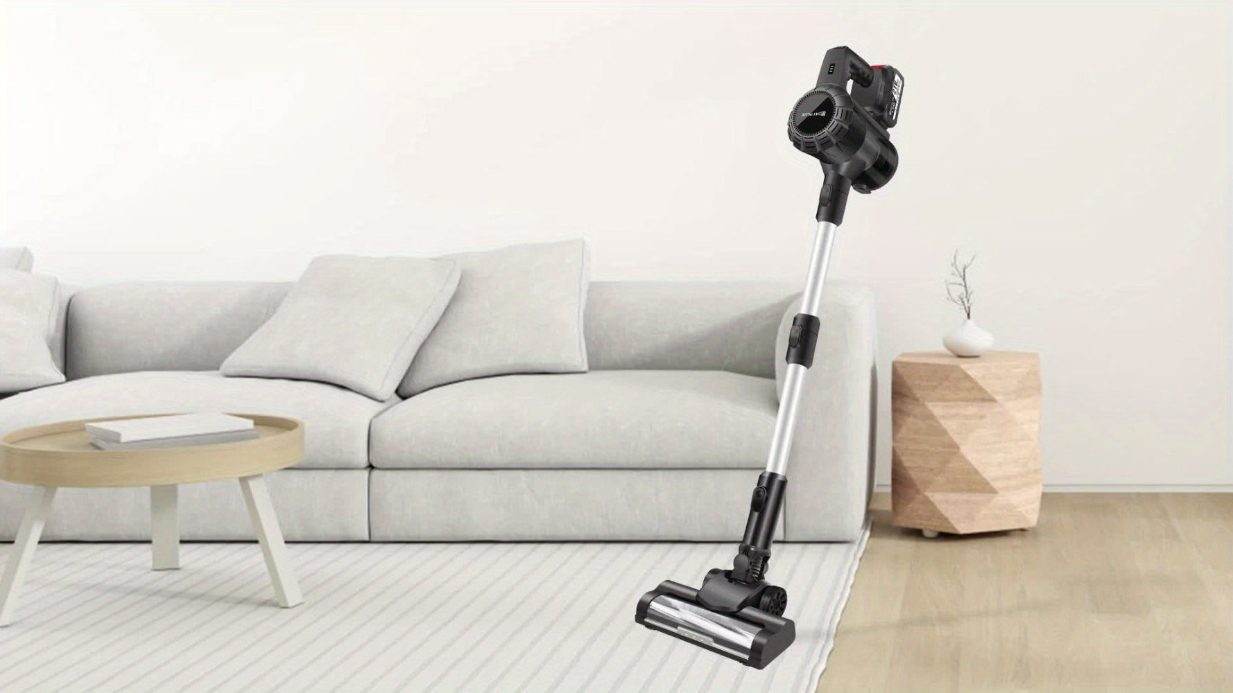 Aspiradora de Mano Inalámbrica 45KPa con Base Autónoma, Limpieza Multisuperficie 6 en 1, Autonomía de 20/60 Min, Ligera 2.72KG,  180° y LED//Aspirador de Pelo, Batería Extraíble - Para Hogar, Pelo de Mascotas, Suelos Duros