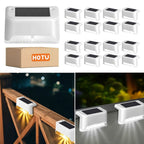 Luz solar exterior | HOTU Kit de 16 Luces Solares para Vallas Exteriores, Iluminación LED IPX4 para Jardín, Lámpara Solar para Escaleras