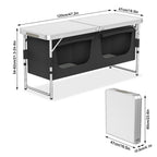 Set de Cocina Portátil para Camping con Gabinete Plegable, Completo con Bolsa de Transporte y Estructura de Metal, Ideal para Picnics, Salidas a la Playa, Viajes y Barbacoas, Mide 120X47X62Cm