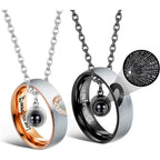 Collares a juego para parejas, collar con colgante para mujeres y hombres, anillos de compromiso a juego, juego de colgantes 316L 316L 316L 316L de acero inoxidable, collar para parejas para él y ella, regalo de joyería para el aniversario, San Valentín
