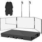 Espejo de tocador plegable de 3 secciones, vista ajustable de 360 grados, ganchos telescópicos, vidrio templado de 30X19 cm, marco de ABS, portátil y plegable para corte de pelo, peinado, afeitado