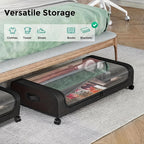 Caja de Almacenamiento Debajo de la Cama con Ruedas - Contenedor Organizador a Prueba de Polvo de Gran Capacidad, Adecuado para Edredones, Ropa, Juguetes y Diversos Artículos, con Ruedas para un Fácil Acceso, Asa Plegable para un Fácil Transporte, Solució