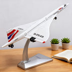 Adorno de avión modelo coleccionable, aeronave de simulación de grado de exhibición, avión de pasajeros supersónico Concorde de aleación a escala 1:68, modelo de avión de exhibición estática con detalles altamente restaurados, decoración de escritorio par