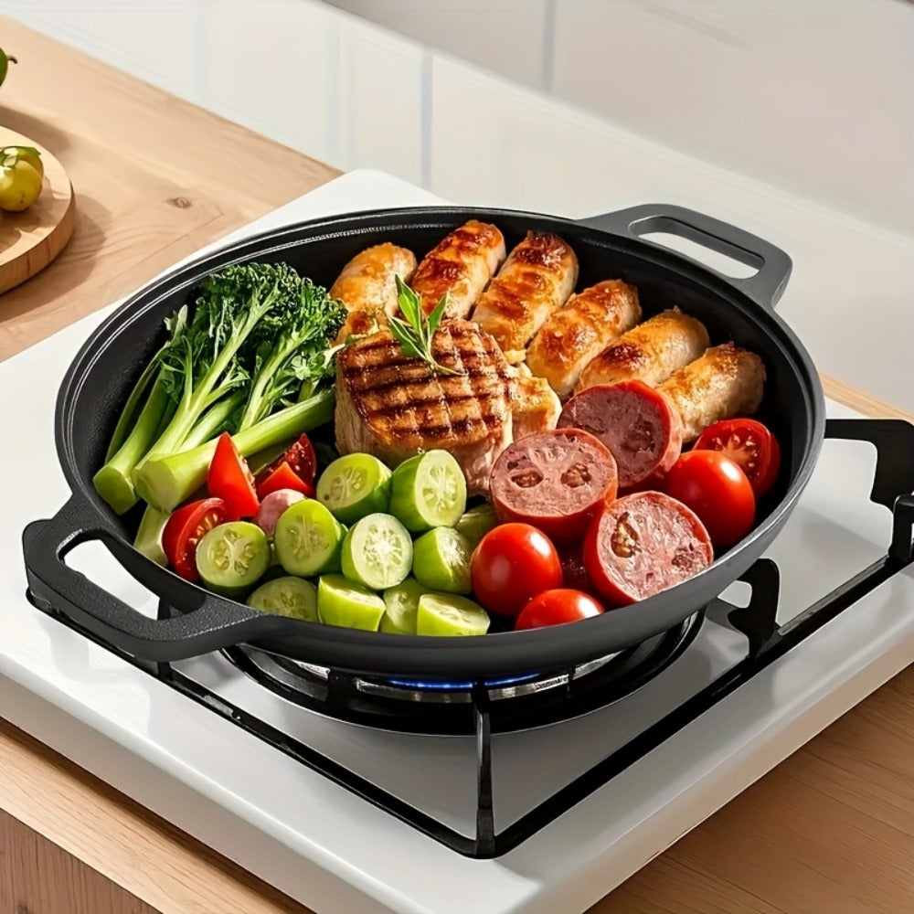 Sartén de hierro fundido versátil - Perfecta para pizzas, parrillas y panqueques - Compatible con todos los estufas, ideal para cocinar al aire libre y cocinas domésticas