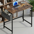Escritorio, Escritorio para Computadora, Mesa Pequeña, 100 X 48 X 72 Cm/40X19X28In, Mesa de Oficina con Bolsa de Almacenamiento, Mesa para PC para Oficina, Estudio, Dormitorio, Estructura de Metal, Moderno y Fácil