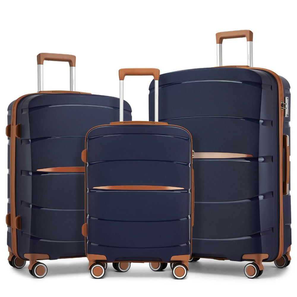 1/3 piezas de 20 pulgadas, 24 pulgadas y 28 pulgadas, maleta KONO, carrito, estuche de viaje - polipropileno, ligero, carcasa dura, 4 ruedas giratorias dobles y cerradura TSA