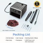 Máquina de Uñas Portátil para el Hogar, Host Alimentado por USB hasta 20,000 RPM + 6 Tipos de Brocas + Juego de 106 Anillos de Hilo, Diseño Ligero Más Conveniente para Llevar, ¡Abre el Salón de Uñas en Cualquier Momento, en Cualquier Lugar!