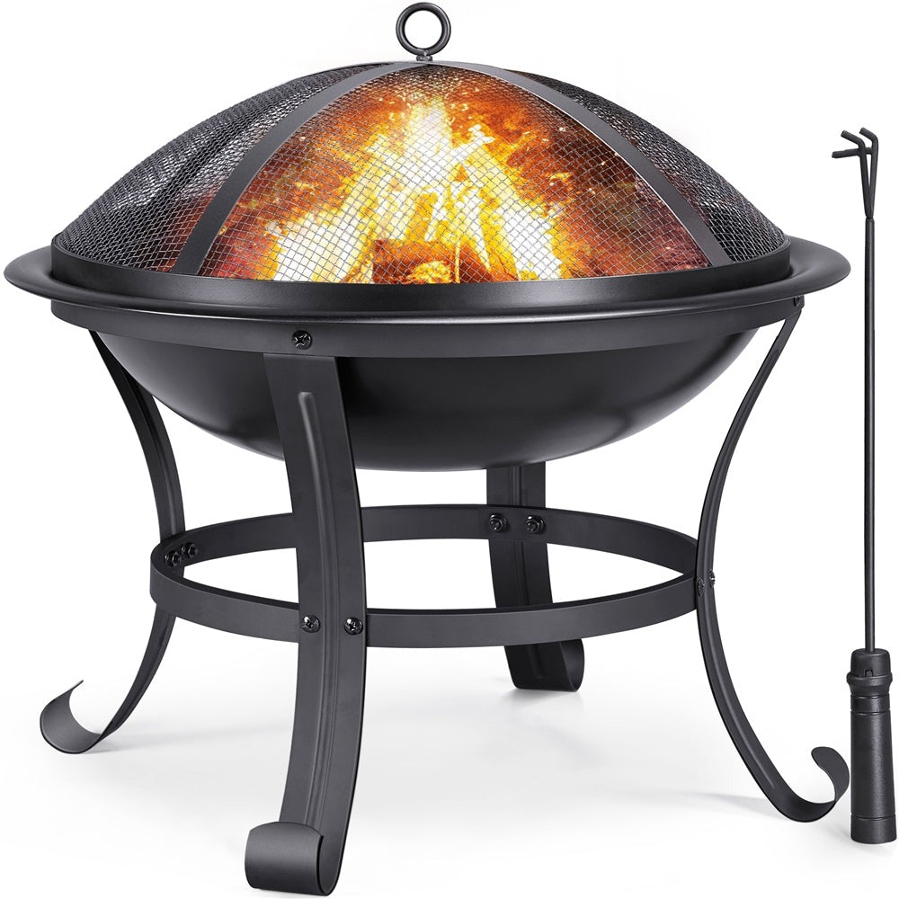 Costoffs Fogón de fuego con protector de chispas y gancho para olla, hoguera y cesta de fuego para exterior