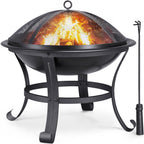 Costoffs Fogón de fuego con protector de chispas y gancho para olla, hoguera y cesta de fuego para exterior